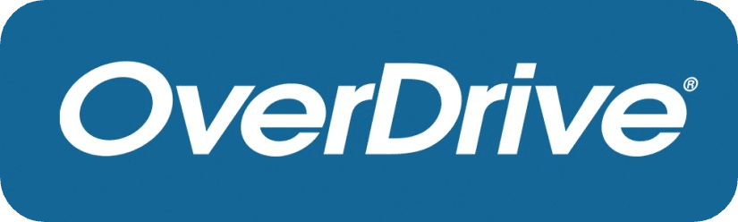 The OverDrive logo, featuring the word OverDrive in bold white letters on a blue rounded rectangle background.