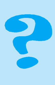 A blue question mark on a light blue background.