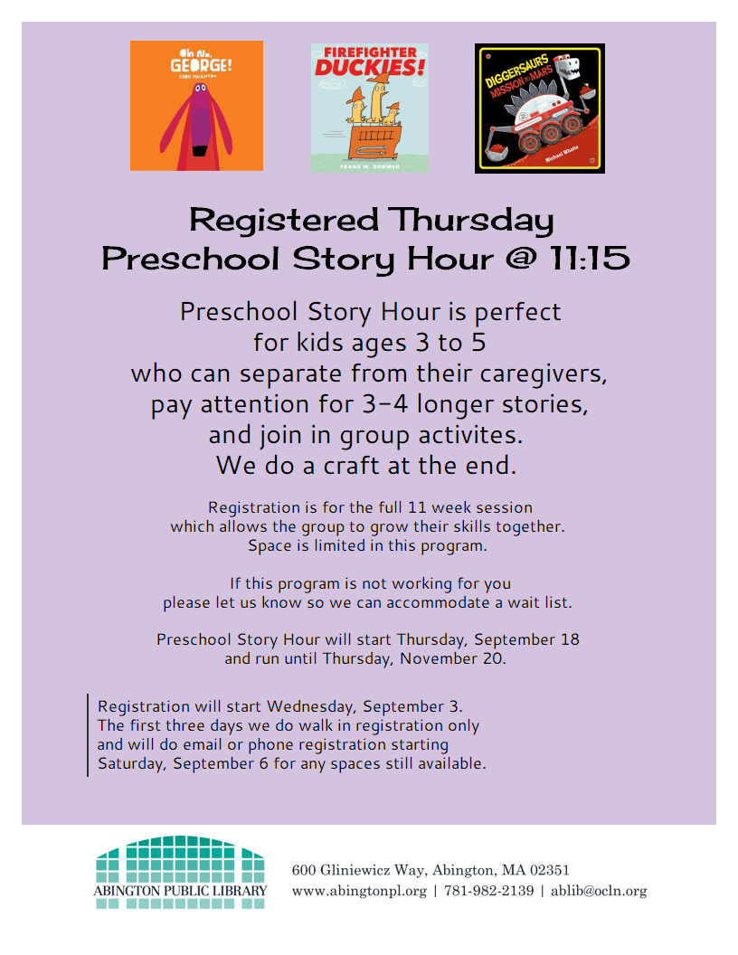 Preschool Story Hour full description on page